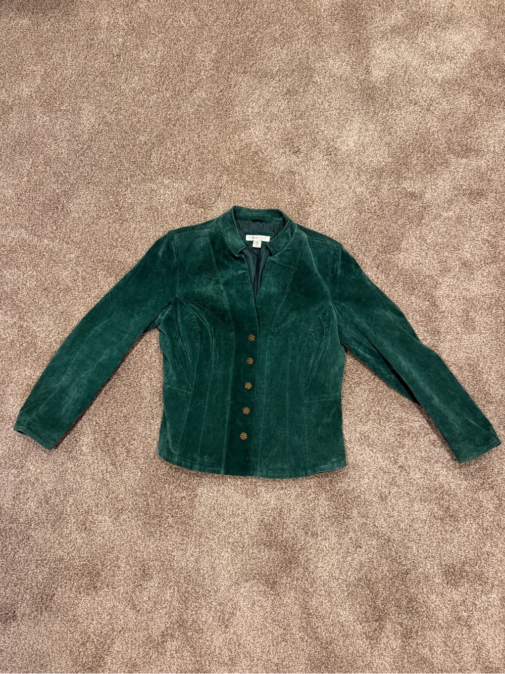Vintage Emerald Green Suede‎ Jacket - Medium Petite - Witchy Charmed Y2K Vibes